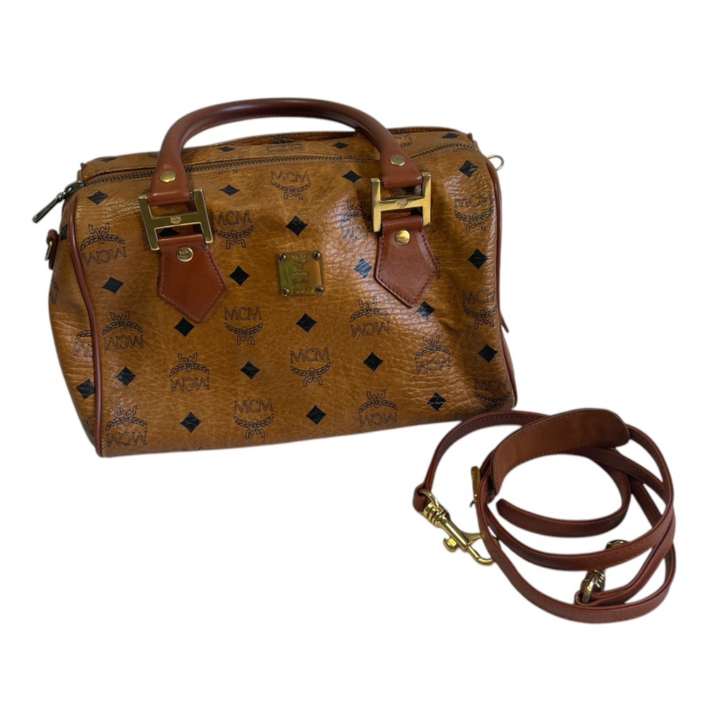 MCM Cognac Leather Satchel‎ with Monogram